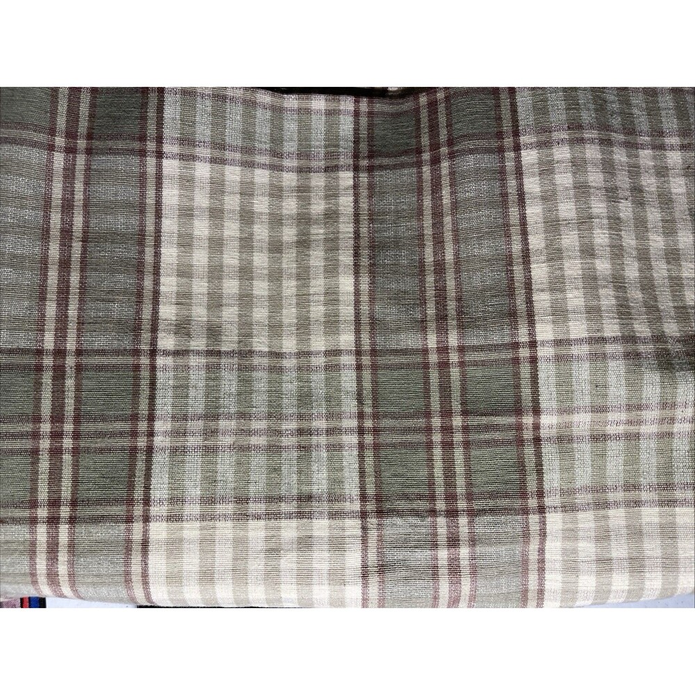 Waverly Country Valance Cream Green Plaid Rod Pocket 100% Cotton India 82" x 17"